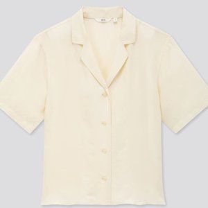 Uniqlo sold-out cream LINEN BLEND SHORT-SLEEVE shi